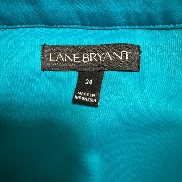 Lane Bryant. Size 24. Cold shoulder blouse with blue/white/black floral print. - Picture 2 of 4